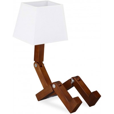 Lampada da tavolo Forma Cubica 42×32 cm. Design a forma di bambola Sala da pranzo, camera da letto e atrio. Stile moderno. Legna e Tessile. Colore bianca