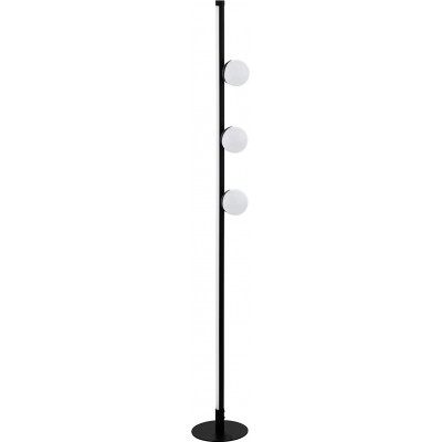 Lámpara de pie Eglo 12W Forma Redonda 140×20 cm. Triple foco Salón, comedor y vestíbulo. Estilo moderno. Acero y PMMA. Color negro