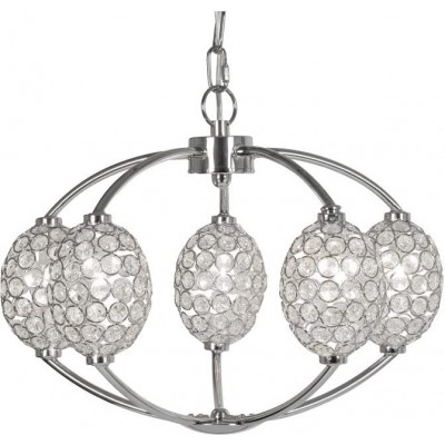 257,95 € Free Shipping | Hanging lamp 52×52 cm. 5 light points Crystal. Plated chrome Color