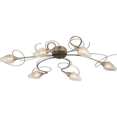 Lámpara de araña Forma Cónica 79×39 cm. 6 puntos de luz Comedor, dormitorio y vestíbulo. Estilo clásico. Cristal. Color marrón