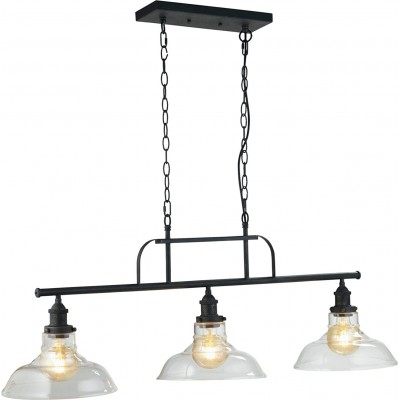 Lampe à suspension Façonner Conique 104×40 cm. Triple foyer Salle, chambre et hall. Cristal et Métal. Couleur noir