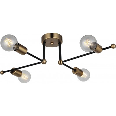 244,95 € Free Shipping | Chandelier 40W Spherical Shape 38×26 cm. 4 points of light Living room, dining room and bedroom. Metal casting. Golden Color