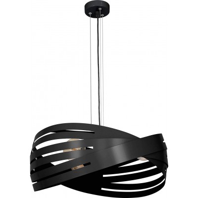 Lampada a sospensione 60W Forma Rotonda 58×58 cm. Sala da pranzo, camera da letto e atrio. Metallo. Colore nero