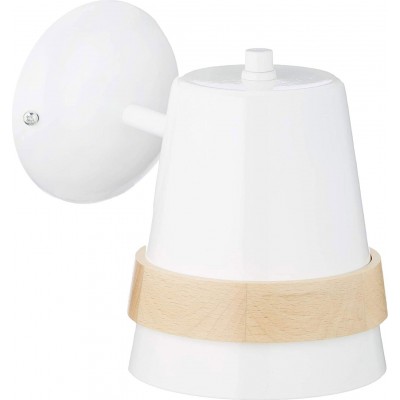Настенный светильник для дома 60W Коническая Форма 22×22 cm. Гостинная, столовая и спальная комната. Металл и Древесина. Белый Цвет