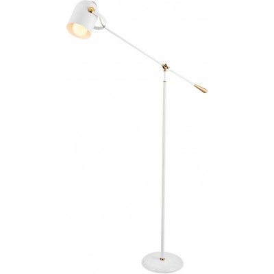 Lampada da pavimento 40W Forma Cilindrica 180×124 cm. Articolabile Soggiorno, sala da pranzo e atrio. Metallo. Colore bianca