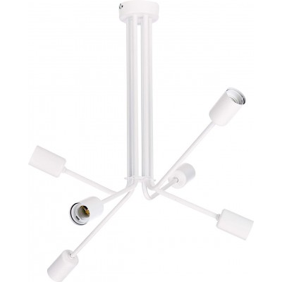 Lámpara colgante Forma Cilíndrica 64×64 cm. 6 focos Comedor, dormitorio y vestíbulo. Metal. Color blanco