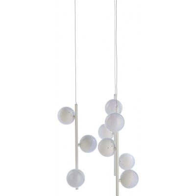 Подвесной светильник 27W Сферический Форма 120×35 cm. 9 светодиодных точек Гостинная, столовая и спальная комната. Акрил и Металл. Белый Цвет
