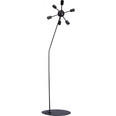 Lámpara de pie 170×36 cm. 6 puntos de luz Salón, dormitorio y vestíbulo. Metal. Color negro