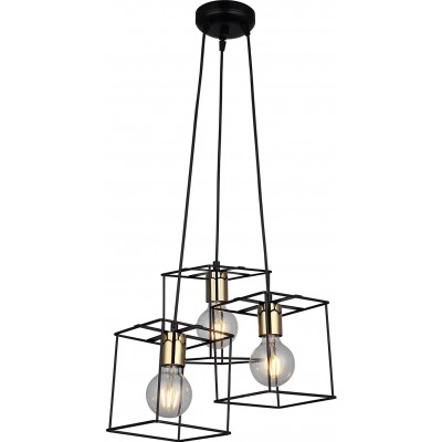 吊灯 40W 立方体 形状 117×35 cm. 3点光 客厅, 饭厅 和 卧室. 金属. 黑色的 颜色