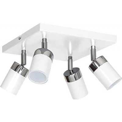Indoor spotlight Cylindrical Shape 30×30 cm. 4 adjustable spotlights Living room, dining room and bedroom. Metal casting. White Color