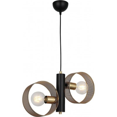 244,95 € Free Shipping | Hanging lamp 40W Round Shape 48×28 cm. Double focus Dining room, bedroom and lobby. Metal casting. Black Color