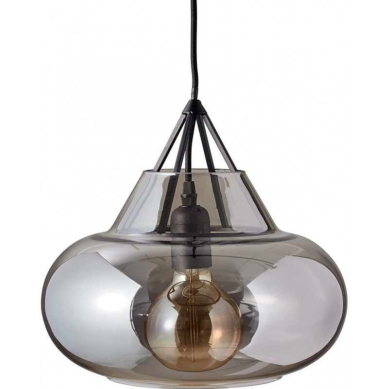 175,95 € Free Shipping | Hanging lamp 60W Spherical Shape 29×29 cm. Dining room, bedroom and lobby. Modern Style. Crystal and Metal casting. Gray Color