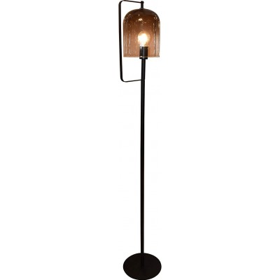 Lampada da pavimento 40W Forma Cilindrica 157×25 cm. Soggiorno, sala da pranzo e camera da letto. Metallo e Bicchiere. Colore nero