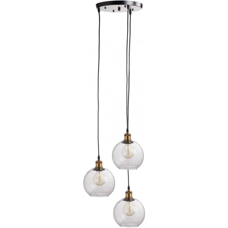 172,95 € Free Shipping | Hanging lamp Spherical Shape 100×28 cm. 3 points of light Living room, dining room and lobby. Modern Style. Crystal and Metal casting