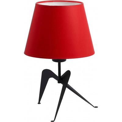 Lampe de table 40W Façonner Cylindrique 29×16 cm. Trépied de serrage Salle, salle à manger et hall. Acier. Couleur rouge