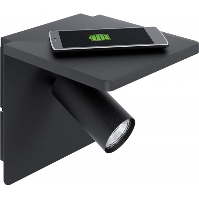 136,95 € Free Shipping | Indoor spotlight Eglo 21×18 cm. Spotlight with QI wireless charger Steel and aluminum. Black Color