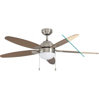 163,95 € Free Shipping | Ceiling fan with light Eglo 60W Round Shape Ø 132 cm. 5 vanes-blades. Chain switch. summer and winter function Living room and office. Modern Style. Crystal, Metal casting and Wood. Brown Color