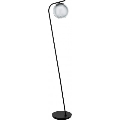 Lámpara de pie Eglo Forma Esférica 150×26 cm. Interruptor de pie Salón, comedor y dormitorio. Estilo moderno. Acero, Cristal y Vidrio. Color negro