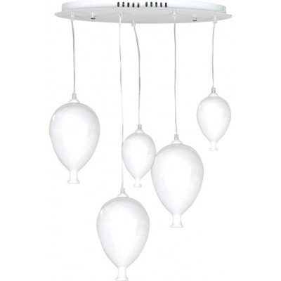 171,95 € Free Shipping | Hanging lamp 3W Spherical Shape 56×41 cm. 5 LED light points. Globe shaped design Dining room, bedroom and lobby. Modern Style. Crystal, Metal casting and Glass. White Color