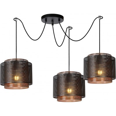 166,95 € Free Shipping | Chandelier Cylindrical Shape 25×23 cm. 3 points of light Living room, bedroom and lobby. Modern Style. Metal casting. Black Color