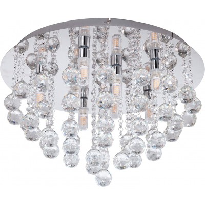 219,95 € Free Shipping | Ceiling lamp Eglo 3W 3000K Warm light. Round Shape 50×50 cm. 8 spotlights Dining room, bedroom and lobby. Steel and Crystal. Plated chrome Color
