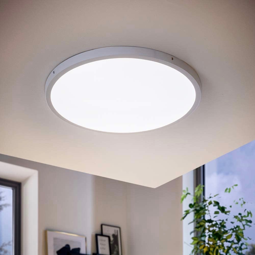 197,95 € Envio grátis | Luz de teto interna Eglo 60×60 cm. LED Alumínio e pmma. Cor branco