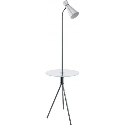 162,95 € Free Shipping | Floor lamp Eglo 10W 159×45 cm. Slide tray Living room, dining room and lobby. Modern Style. Steel and Glass. Nickel Color