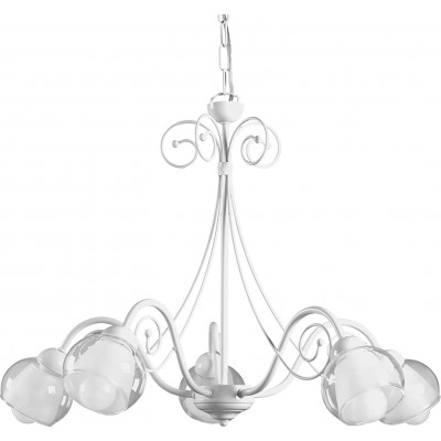 133,95 € Free Shipping | Chandelier 52×48 cm. 5 light points Metal casting and glass. White Color