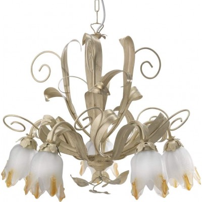 142,95 € Free Shipping | Chandelier 53×52 cm. Flower shaped design Living room, dining room and bedroom. Classic Style. Crystal, Metal casting and Glass. Golden Color