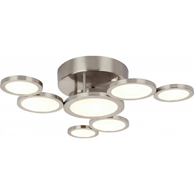 154,95 € Free Shipping | Ceiling lamp Round Shape 49×49 cm. 7 spotlights Dining room, bedroom and lobby. Nickel Metal. Nickel Color
