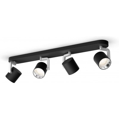 211,95 € Free Shipping | Indoor spotlight Philips 4W Cylindrical Shape 7×2 cm. 4 adjustable LED spotlights Living room, bedroom and lobby. Metal casting. Black Color