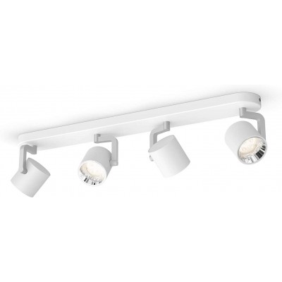 194,95 € Envío gratis | Foco para interior Philips 4W Forma Cilíndrica 7×2 cm. 4 focos LED orientables Salón, comedor y dormitorio. Metal. Color blanco