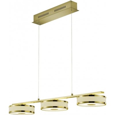 Lampe à suspension Trio 8W Façonner Ronde 160×90 cm. Triple foyer Salle à manger, chambre et hall. Style moderne. Acrylique et Métal. Couleur laiton