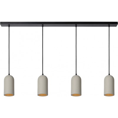 201,95 € Free Shipping | Hanging lamp 100W Cylindrical Shape 150×120 cm. 4 spotlights Dining room, bedroom and lobby. Modern Style. Metal casting and Concrete. Gray Color