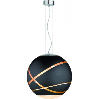 Lámpara colgante Trio Forma Esférica 150×50 cm. Salón, comedor y dormitorio. Metal. Color negro