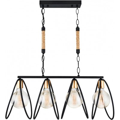 Lámpara colgante 40W 85×75 cm. 4 puntos de luz Salón, comedor y dormitorio. Metal. Color negro