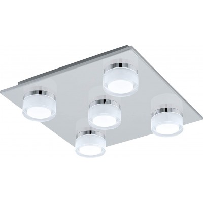155,95 € Free Shipping | Ceiling lamp Eglo Square Shape 5 spotlights Bathroom. Modern Style. Steel and PMMA. Plated chrome Color
