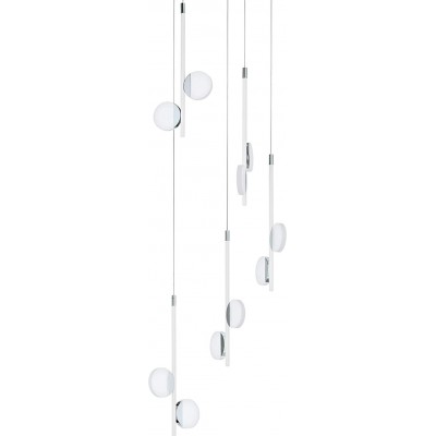 Hanging lamp Eglo 4W Spherical Shape 150×37 cm. 10 LED spotlights Living room, dining room and bedroom. Modern Style. Steel and PMMA. Plated chrome Color