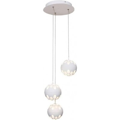 Lâmpada pendurada Forma Esférica 100×25 cm. 3 pontos de luz LED Sala de estar, quarto e salão. Alumínio. Cor branco