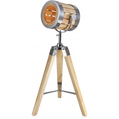 196,95 € Free Shipping | Table lamp 2700K Very warm light. Cylindrical Shape 67×30 cm. Clamping tripod Living room, bedroom and lobby. Glass. Brown Color
