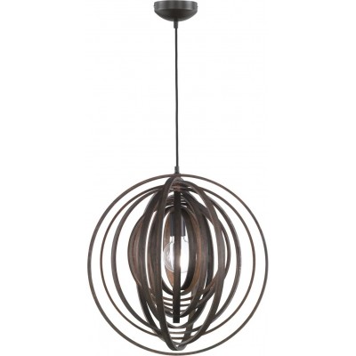 139,95 € Free Shipping | Hanging lamp Trio 60W 3000K Warm light. Spherical Shape 150×50 cm. Living room, dining room and lobby. Modern Style. Metal casting and Wood. Black Color