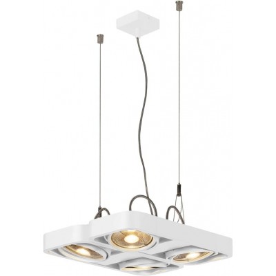 187,95 € Spedizione Gratuita | Lampada a sospensione 75W 42×42 cm. 4 faretti LED orientabili Alluminio. Colore bianca