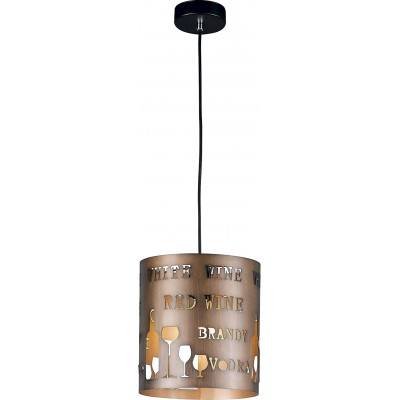 Lámpara colgante 60W Forma Cilíndrica 25×24 cm. Salón, comedor y dormitorio. Estilo diseño. Metal. Color marrón