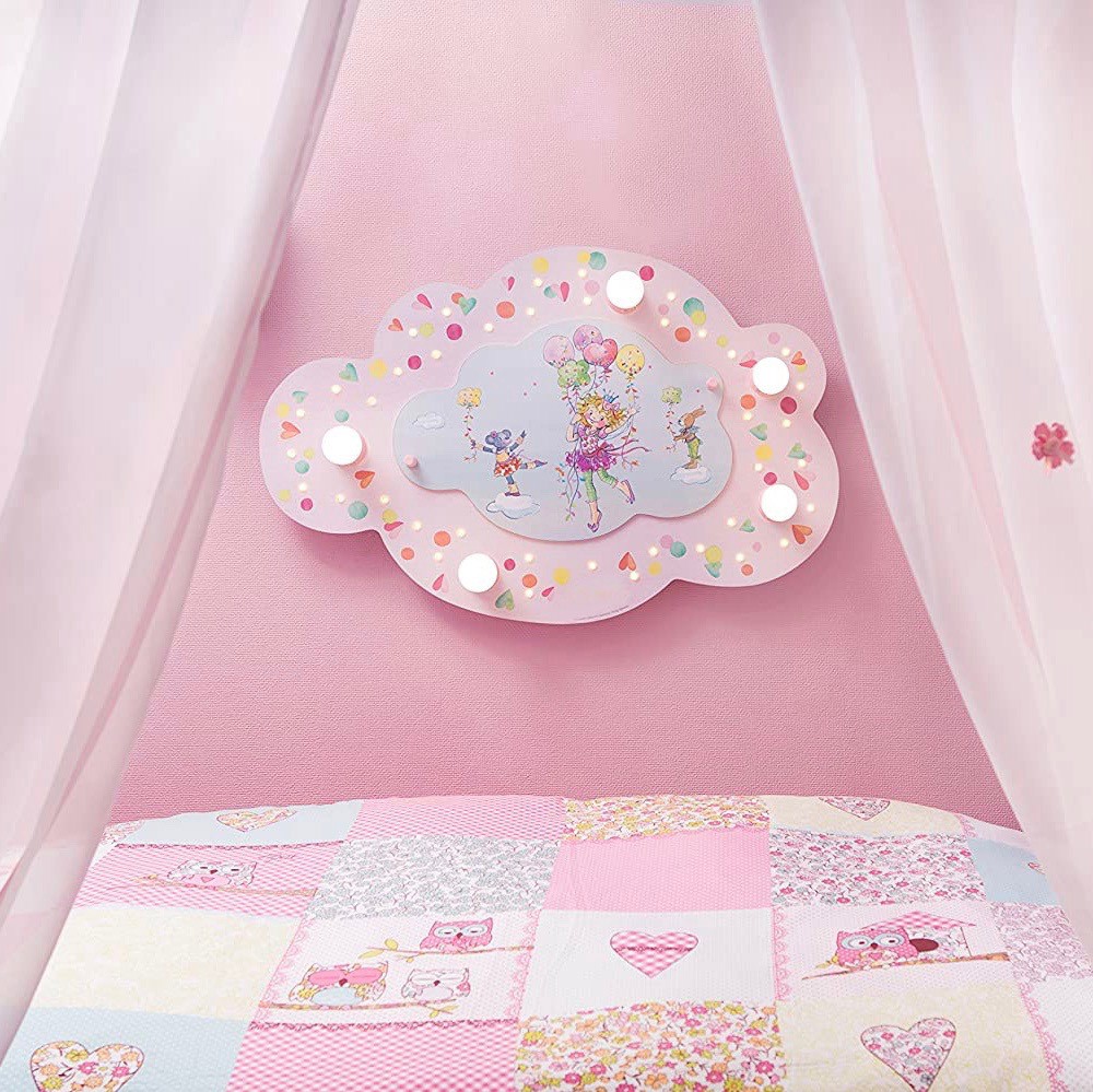 148,95 € Envio grátis | Lâmpada infantil 70×50 cm. Design com desenhos infantis Madeira. Cor rosa