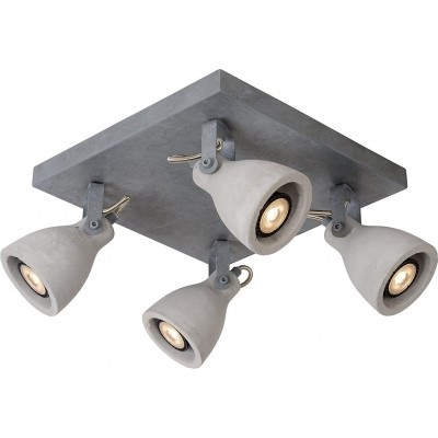 Indoor spotlight 20W Square Shape Ø 9 cm. 4 adjustable LED spotlights Dining room, bedroom and lobby. Industrial Style. Metal casting. Gray Color