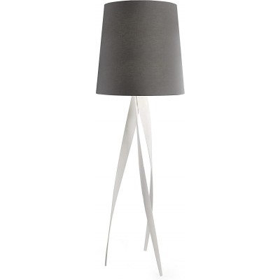 Lámpara de pie 30W Forma Cónica 175×50 cm. Trípode de sujeción Salón, comedor y vestíbulo. Estilo diseño. Aluminio y Textil. Color gris