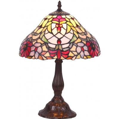 Lámpara de sobremesa 60W Forma Cónica 47×30 cm. Diseño florales Salón, dormitorio y vestíbulo. Estilo clásico. Vidrio