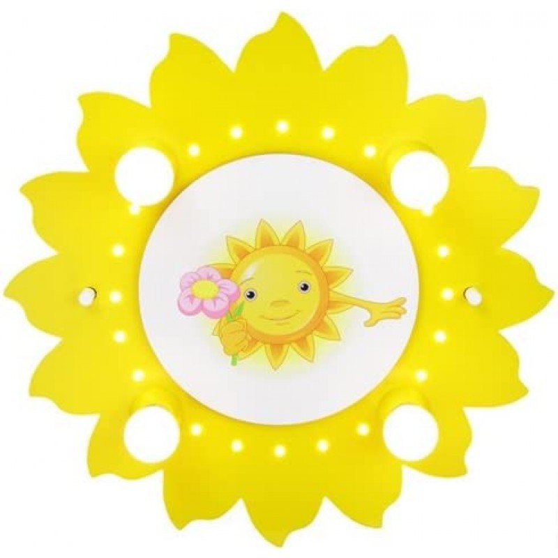 149,95 € Бесплатная доставка | Детская лампа 40W Круглый Форма 50×50 cm. 4 точки света. дизайн в форме солнца Гостинная, спальная комната и лобби. Древесина. Желтый Цвет
