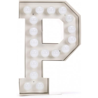 Éclairage décoratif 73×60 cm. Lettre avec ampoules LED Salle à manger, chambre et hall. Métal. Couleur blanc