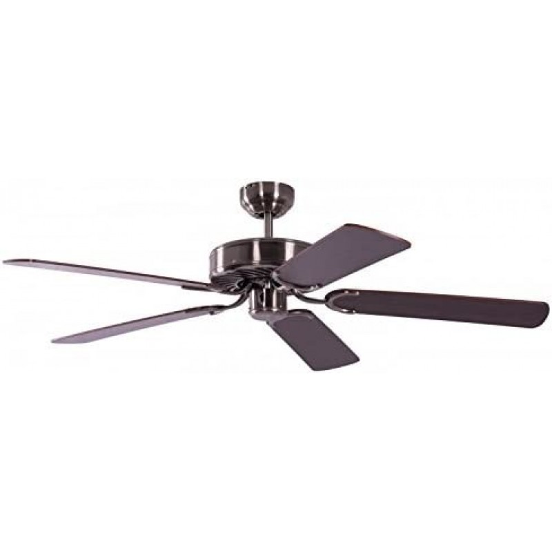 166,95 € Free Shipping | Ceiling fan 60W 132×132 cm. 5 reversible blades-blades Living room, bedroom and lobby. Modern Style. Wood. Silver Color